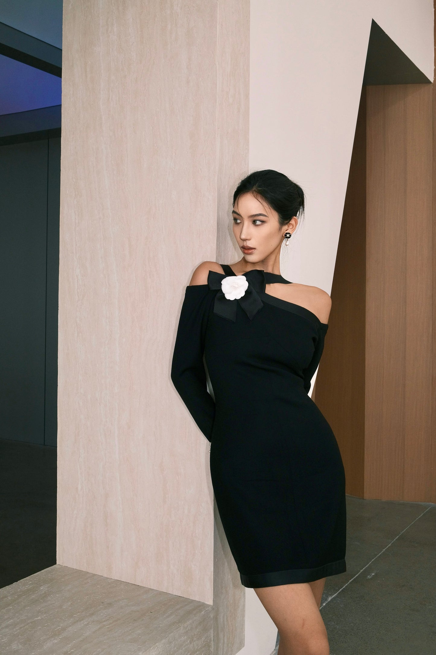 Chanel 1990 Black Camellia Dress Size:40