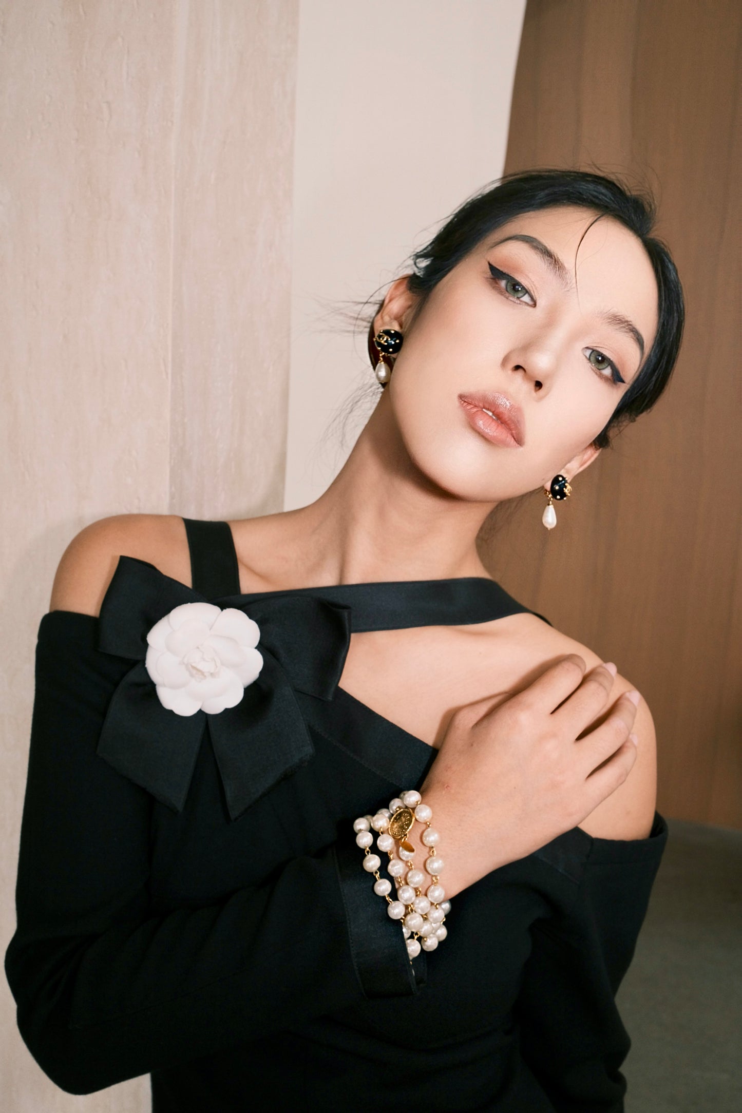 Chanel 1990 Black Camellia Dress Size:40