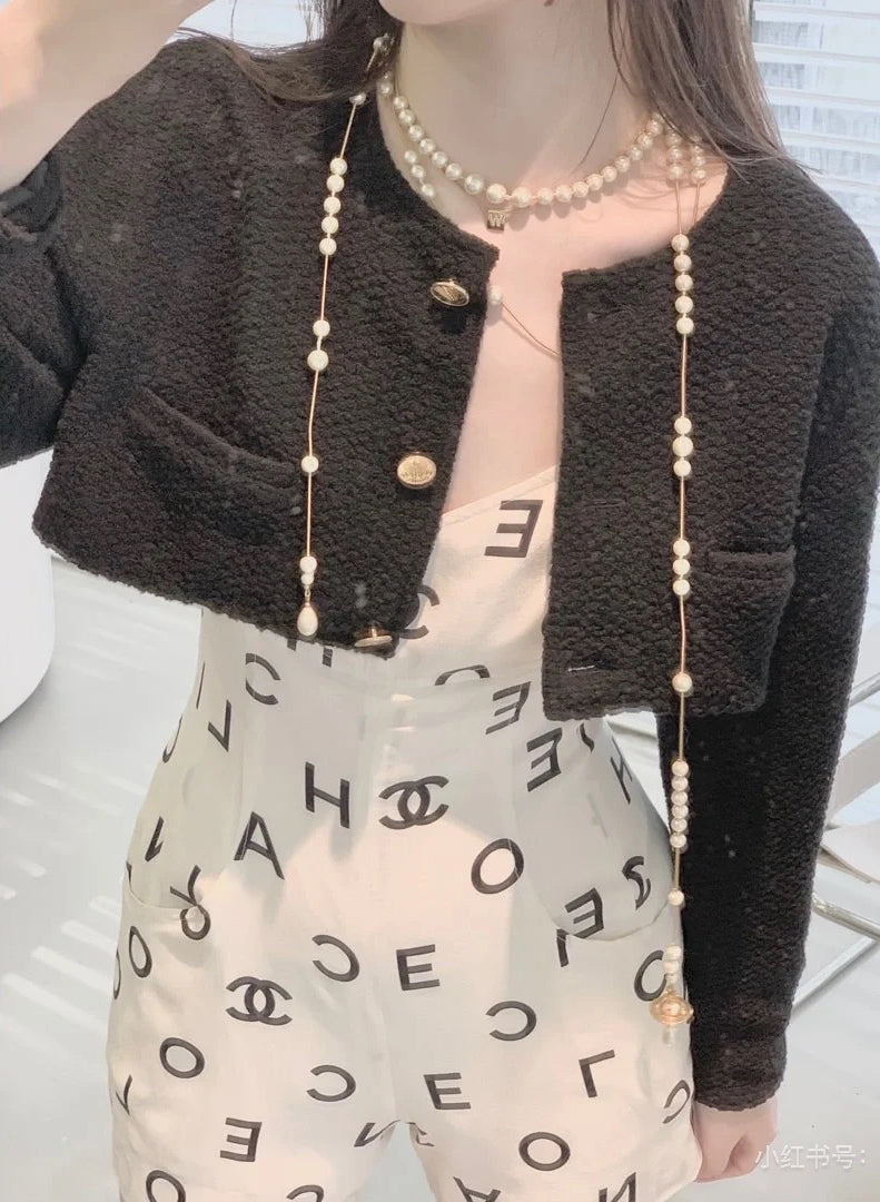 Chanel 90s silk dress with simple black and white color scheme Size:36