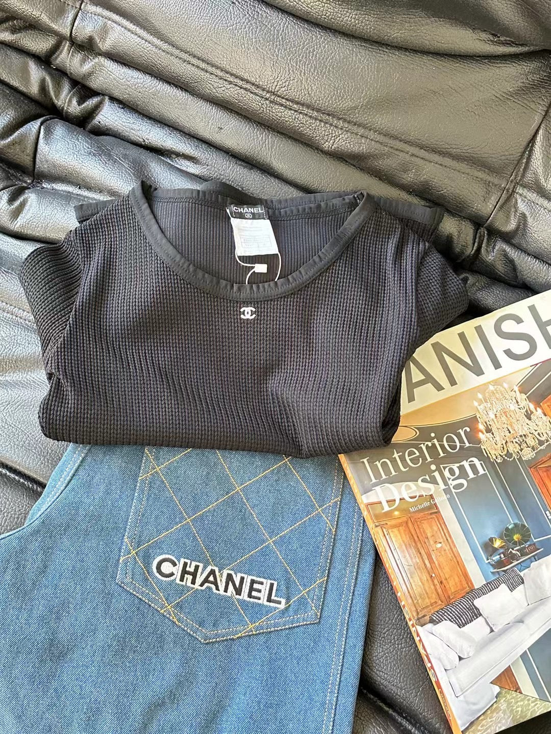 Chanel Black CC logo short sleeved shirt Size:38