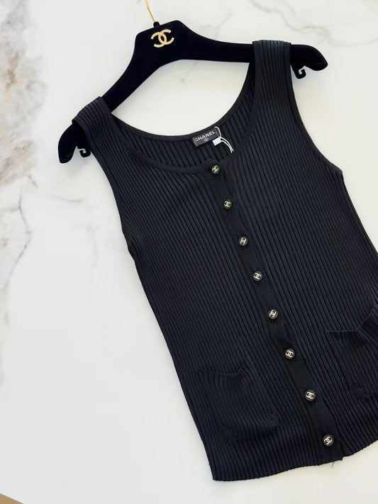Chanel black knitted vest Size:38