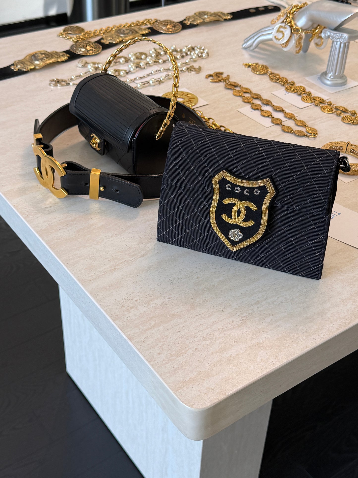 Chanel vintage badge denim bag