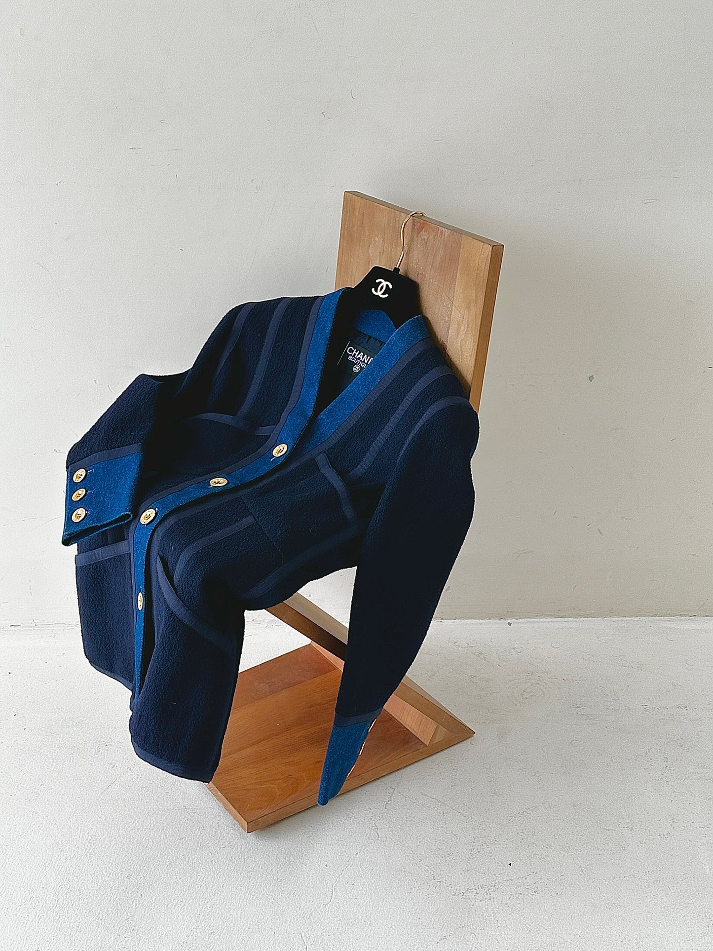 Chanel 1991 denim patchwork wool coat Size:40