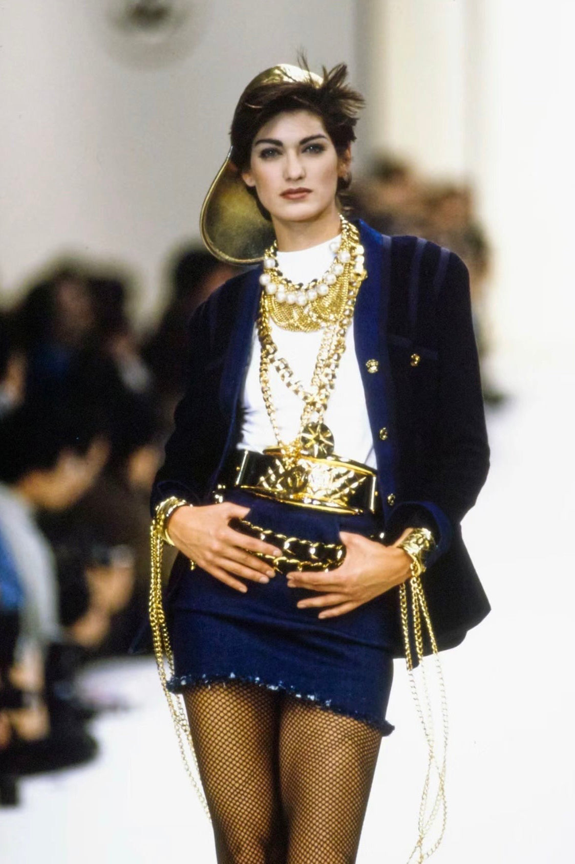 Chanel 1991 denim patchwork wool coat Size:40