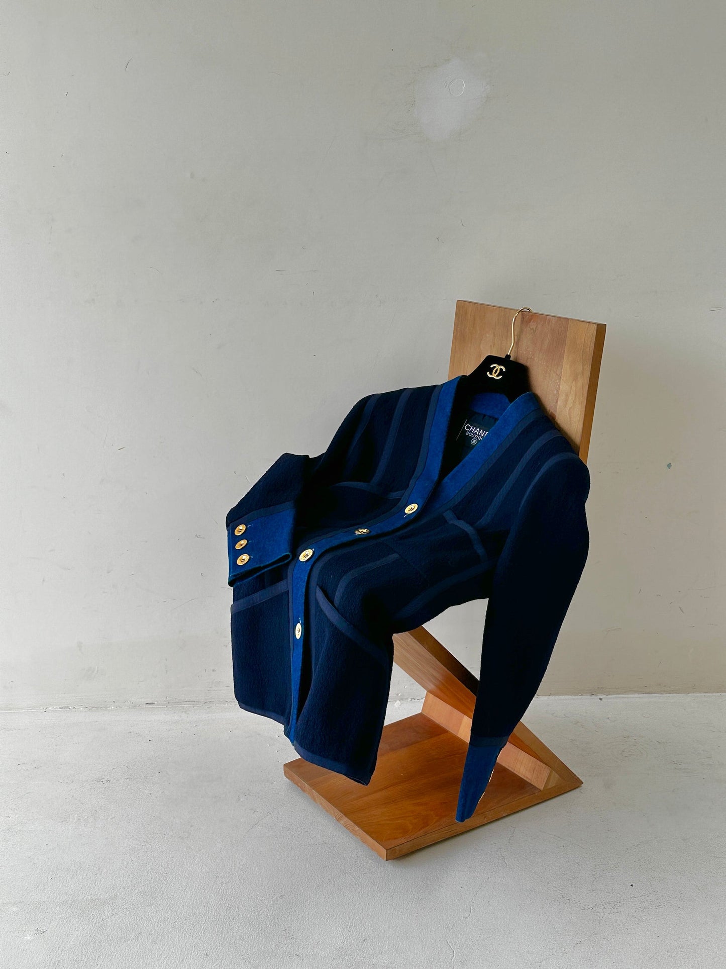 Chanel 1991 denim patchwork wool coat Size:40