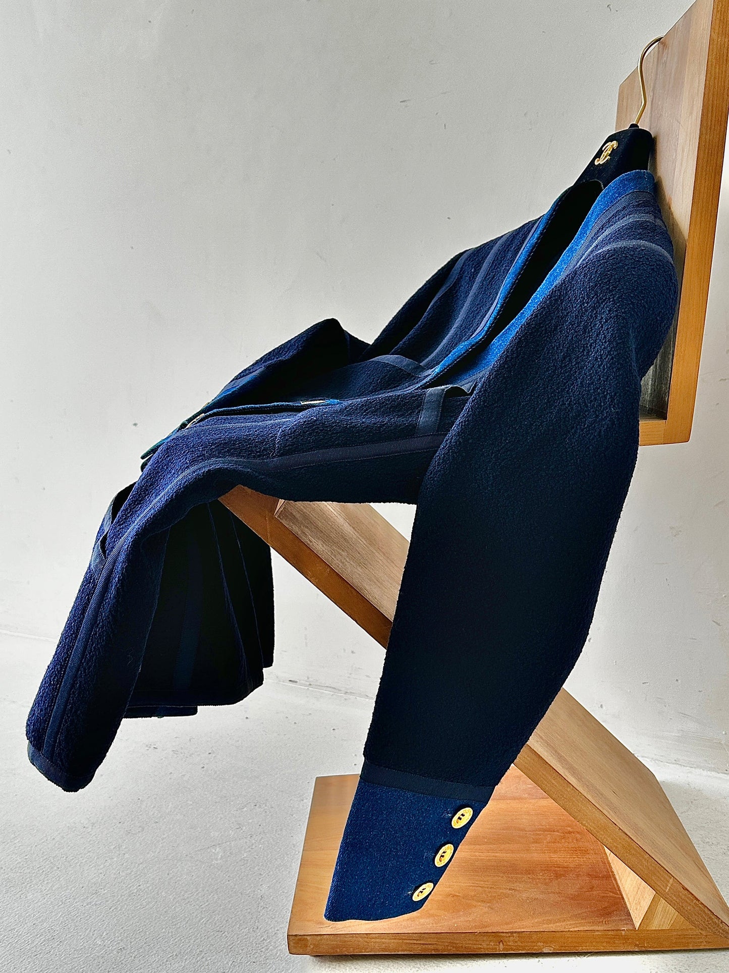 Chanel 1991 denim patchwork wool coat Size:40