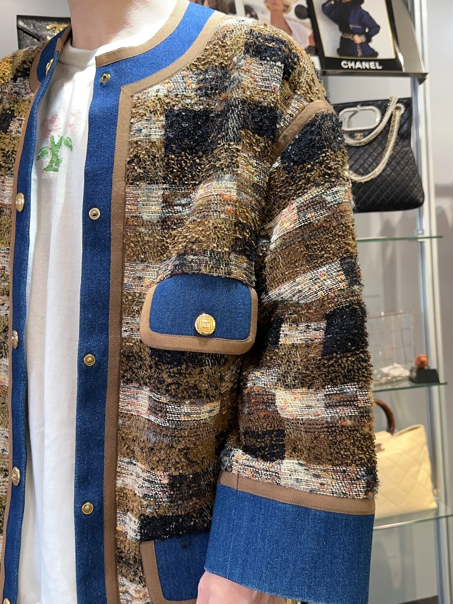 Chanel 1991 denim tweed jacket Size:42