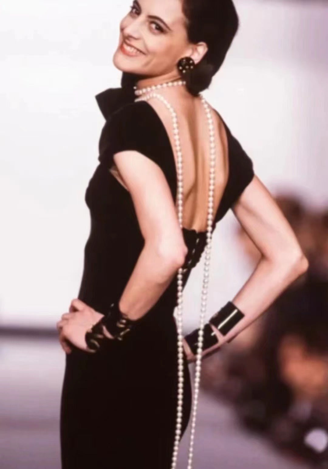 Chanel show style Black Gold Star Moon Earclips