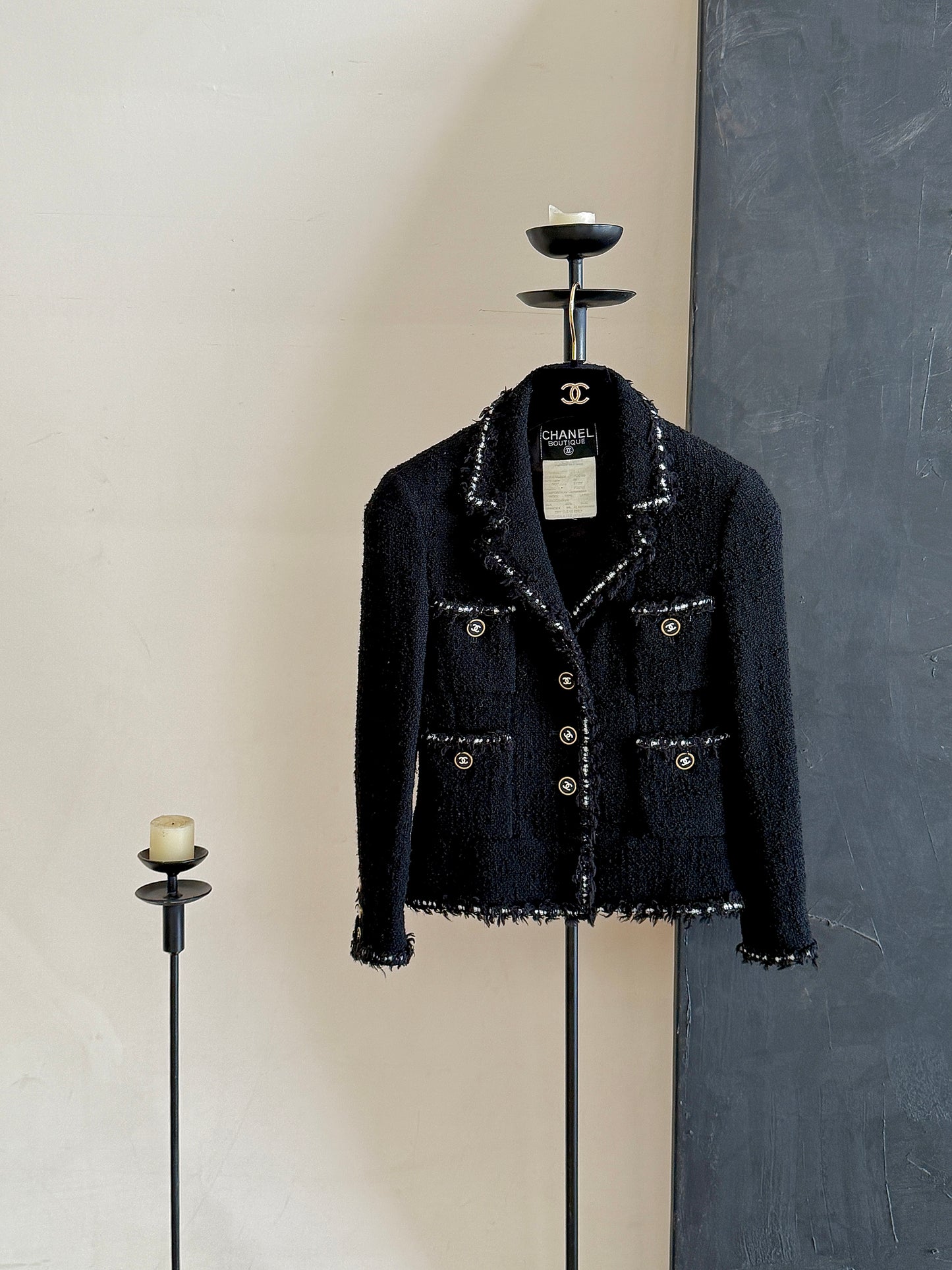 Chanel 1994 Classic Black Coat Size:38