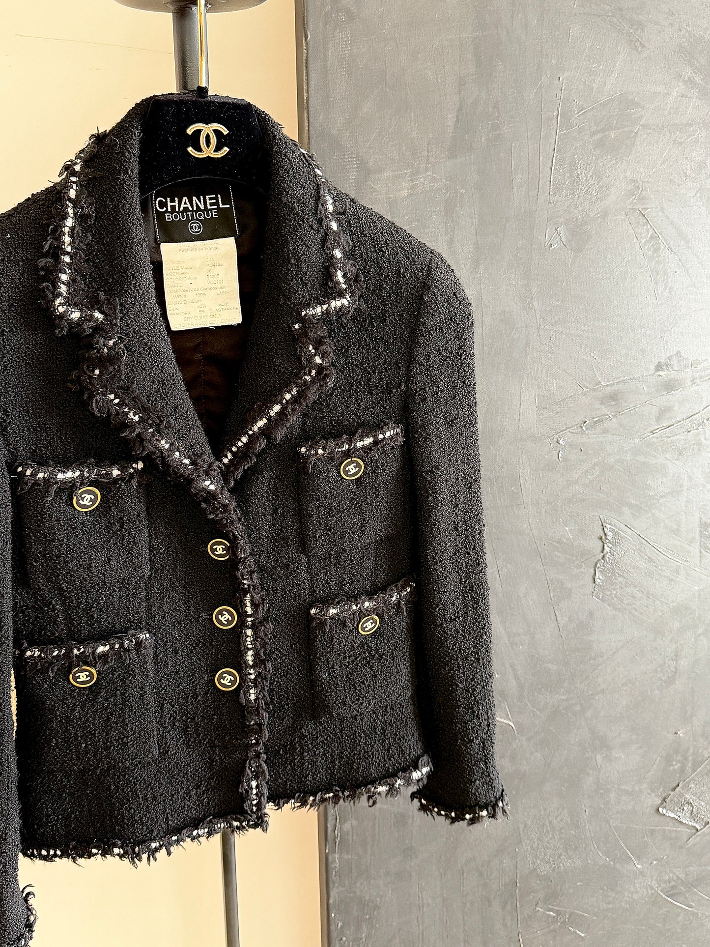 Chanel 1994 Classic Black Coat Size:38