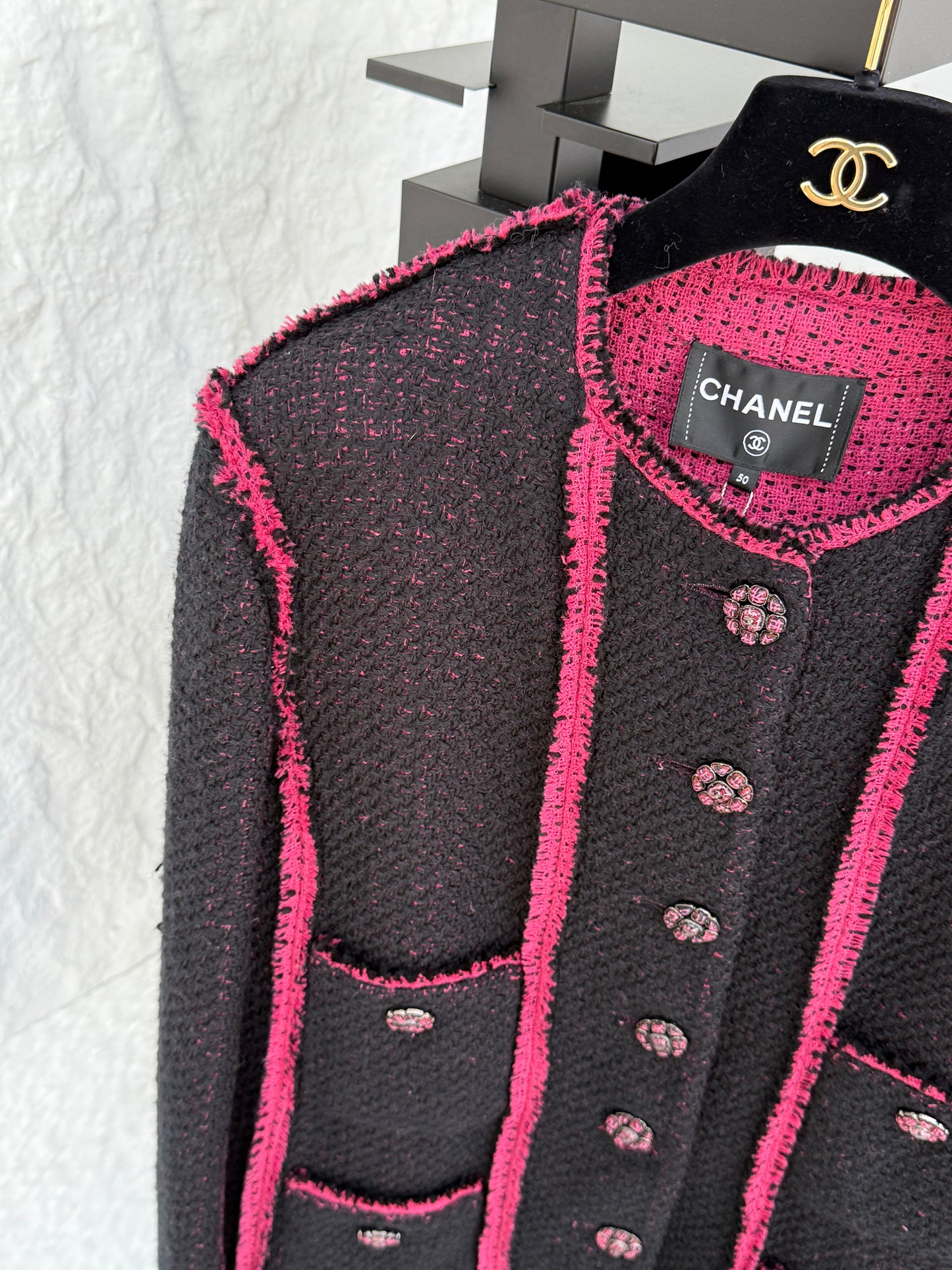 Chanel black pink new jacket Size:50