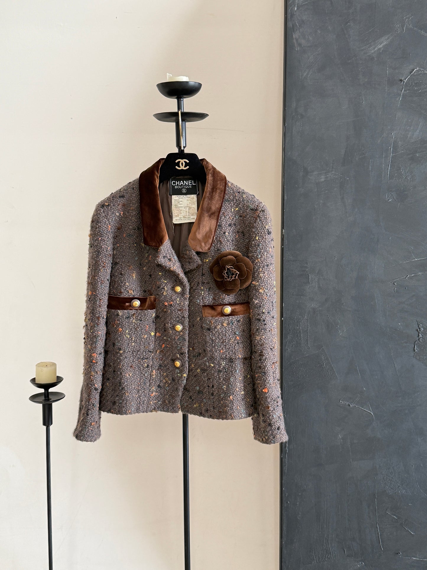 Chanel brown velvet jacket Size:38