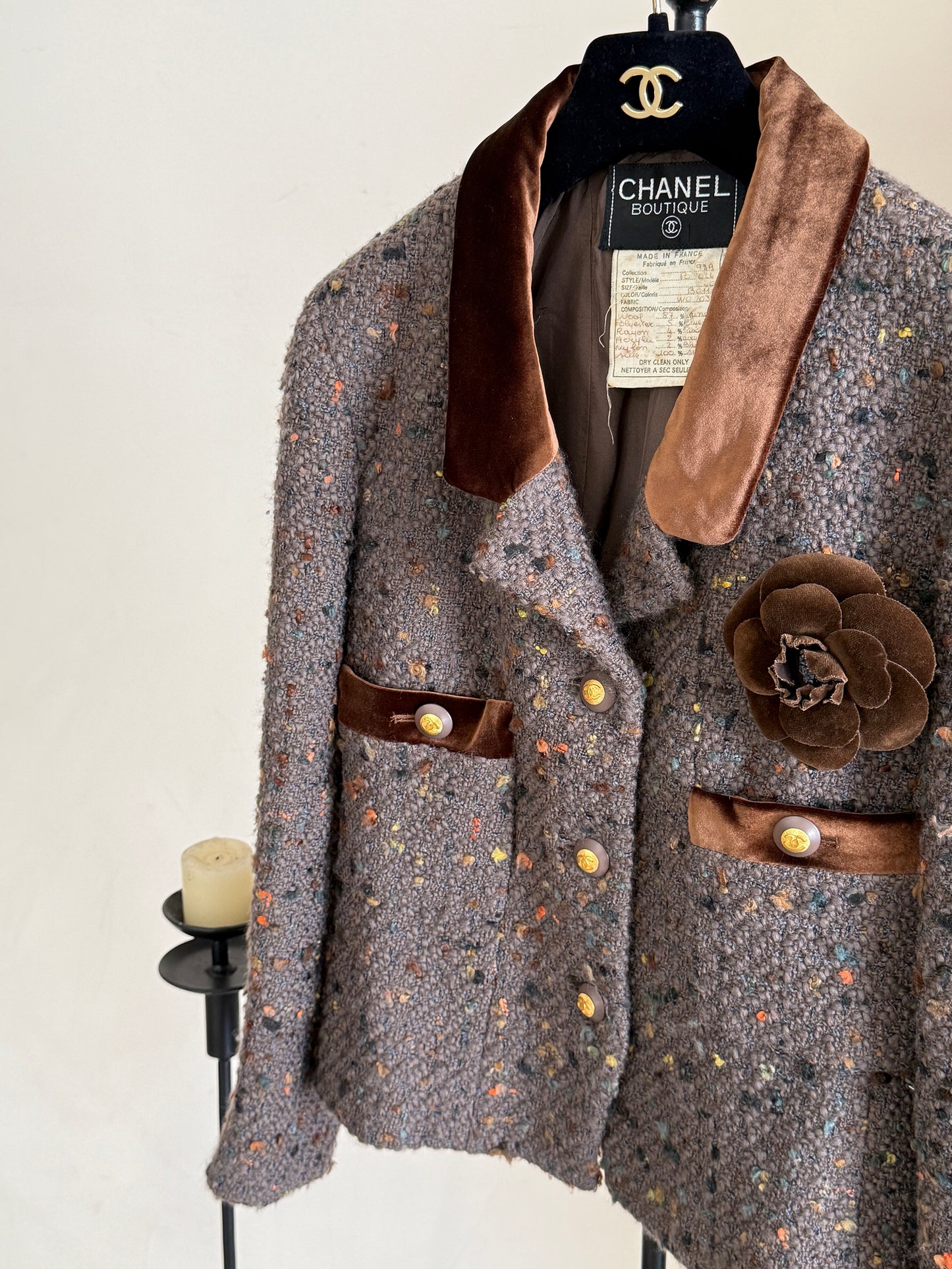 Chanel brown velvet jacket Size:38