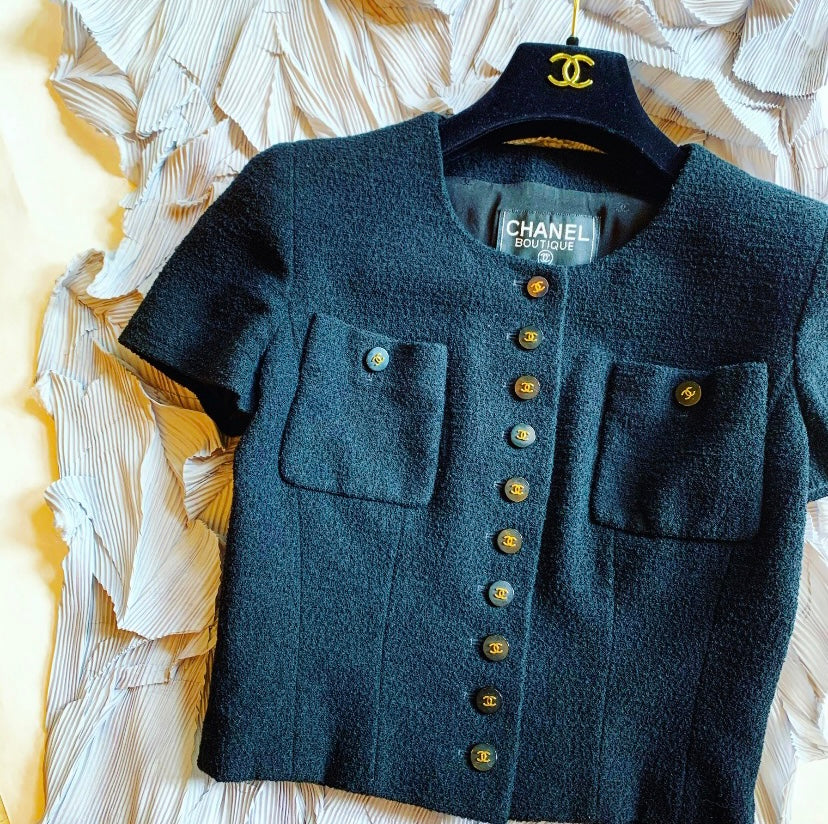 Chanel 1995 black short sleeved jacket Size:38