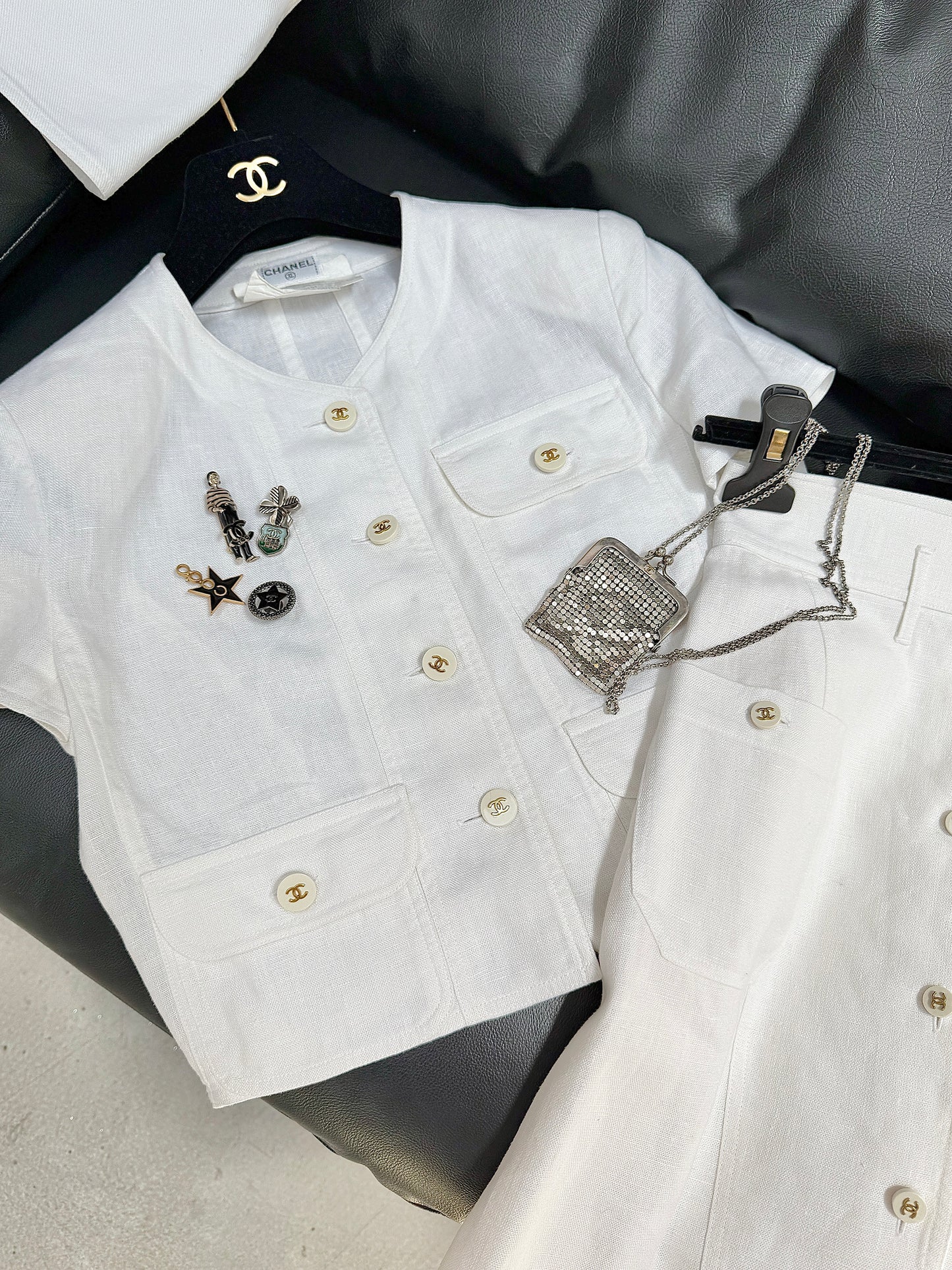 Chanel 1996 Linen White Set Size:38