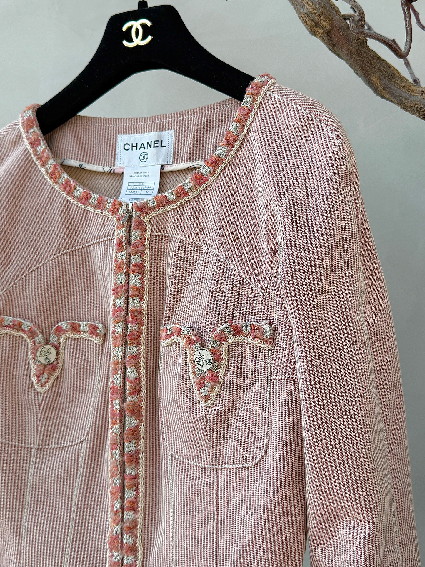 Chanel Meat Pink Cowboy Coat Size:34