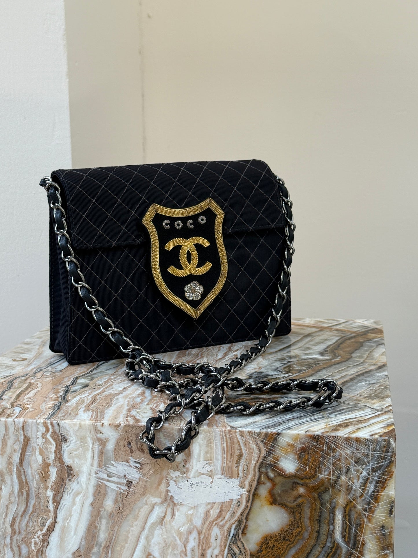 Chanel vintage badge denim bag