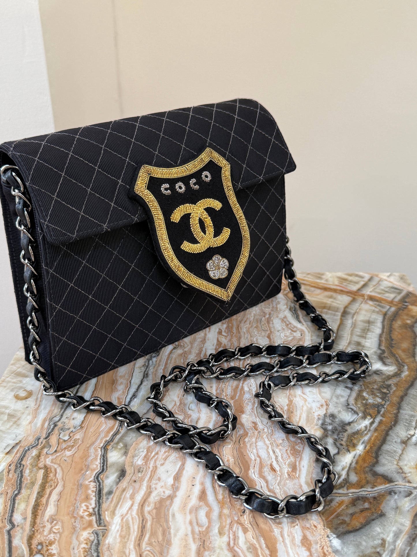 Chanel vintage badge denim bag