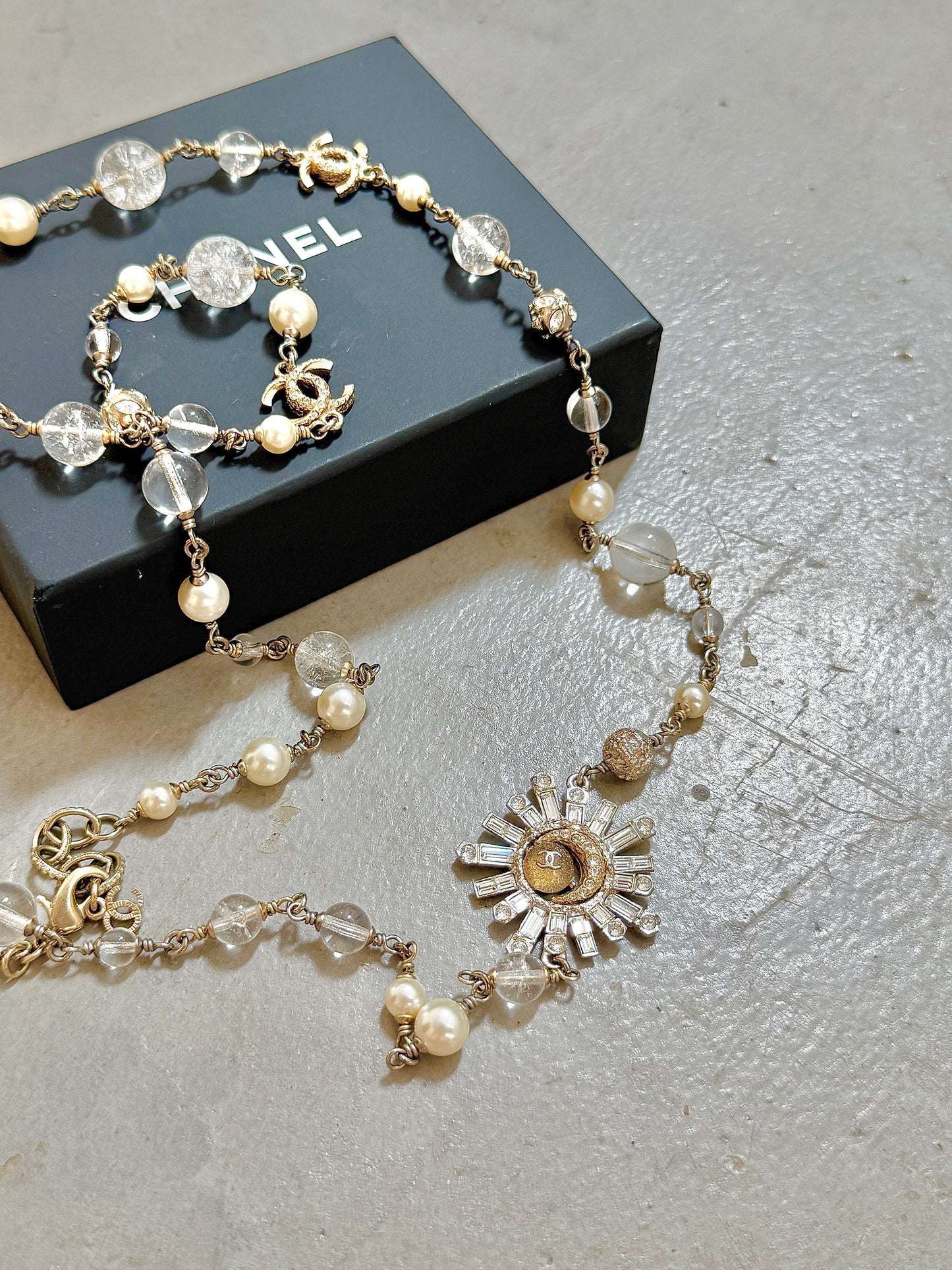 Chanel Starry Moon Pearl Multi Layer Long Necklace