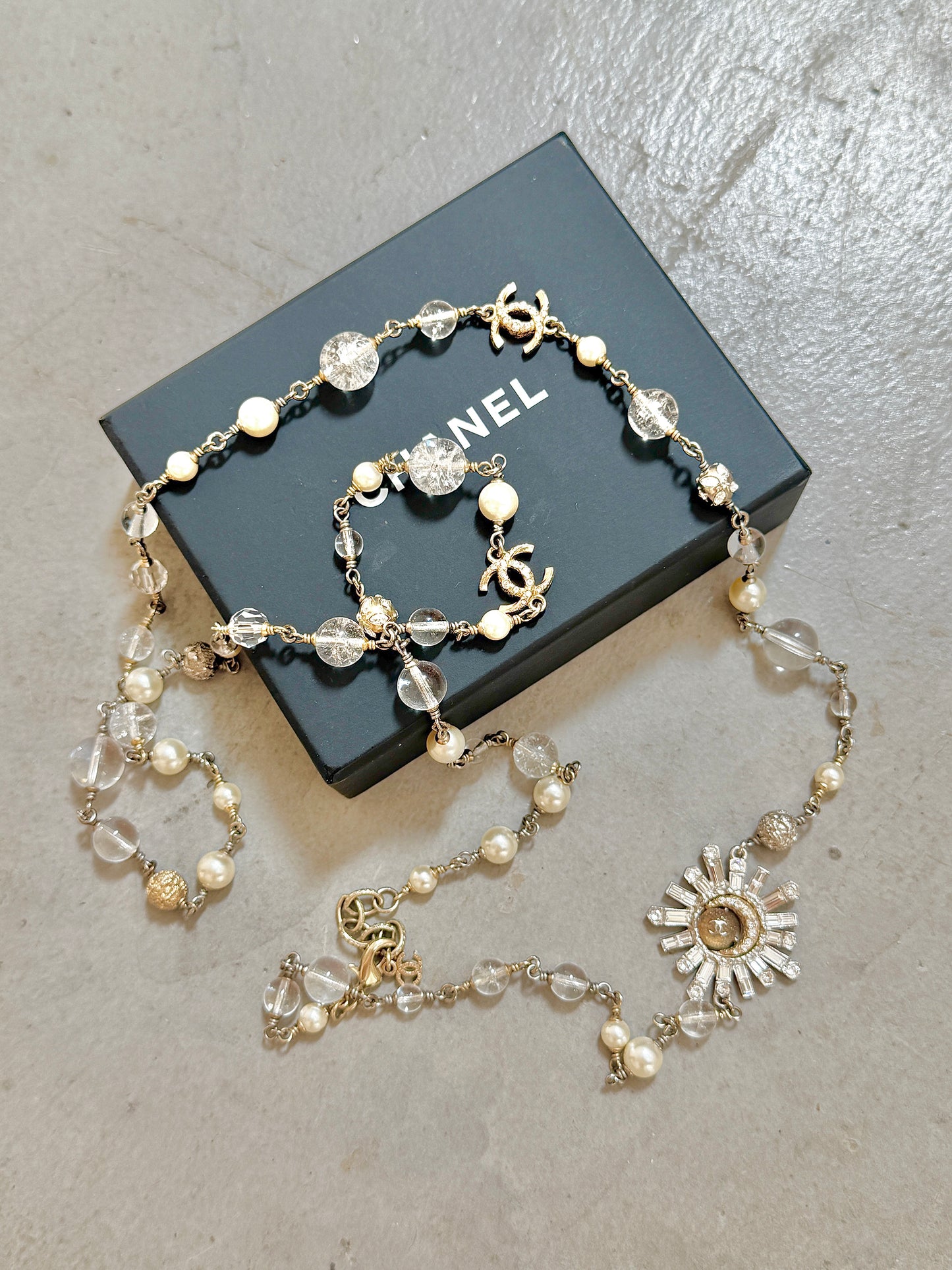 Chanel Starry Moon Pearl Multi Layer Long Necklace