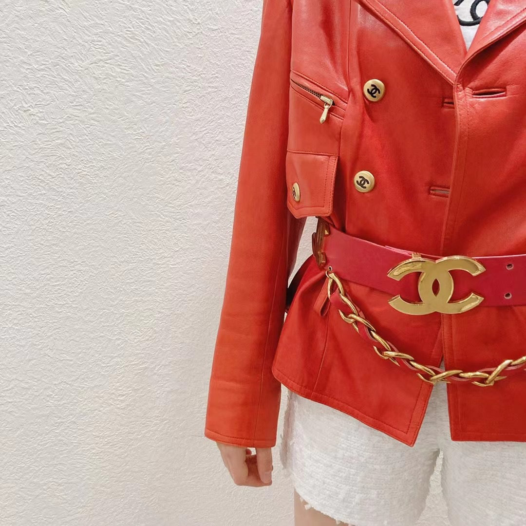 Chanel Multi Logo Waist Cover with Red Gold and Noble Color Matching Size:80