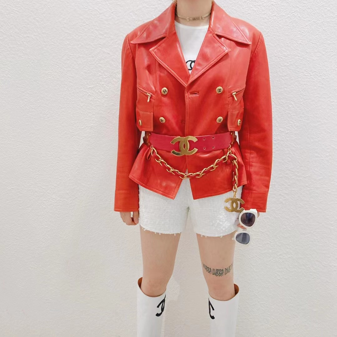 Chanel Multi Logo Waist Cover with Red Gold and Noble Color Matching Size:80
