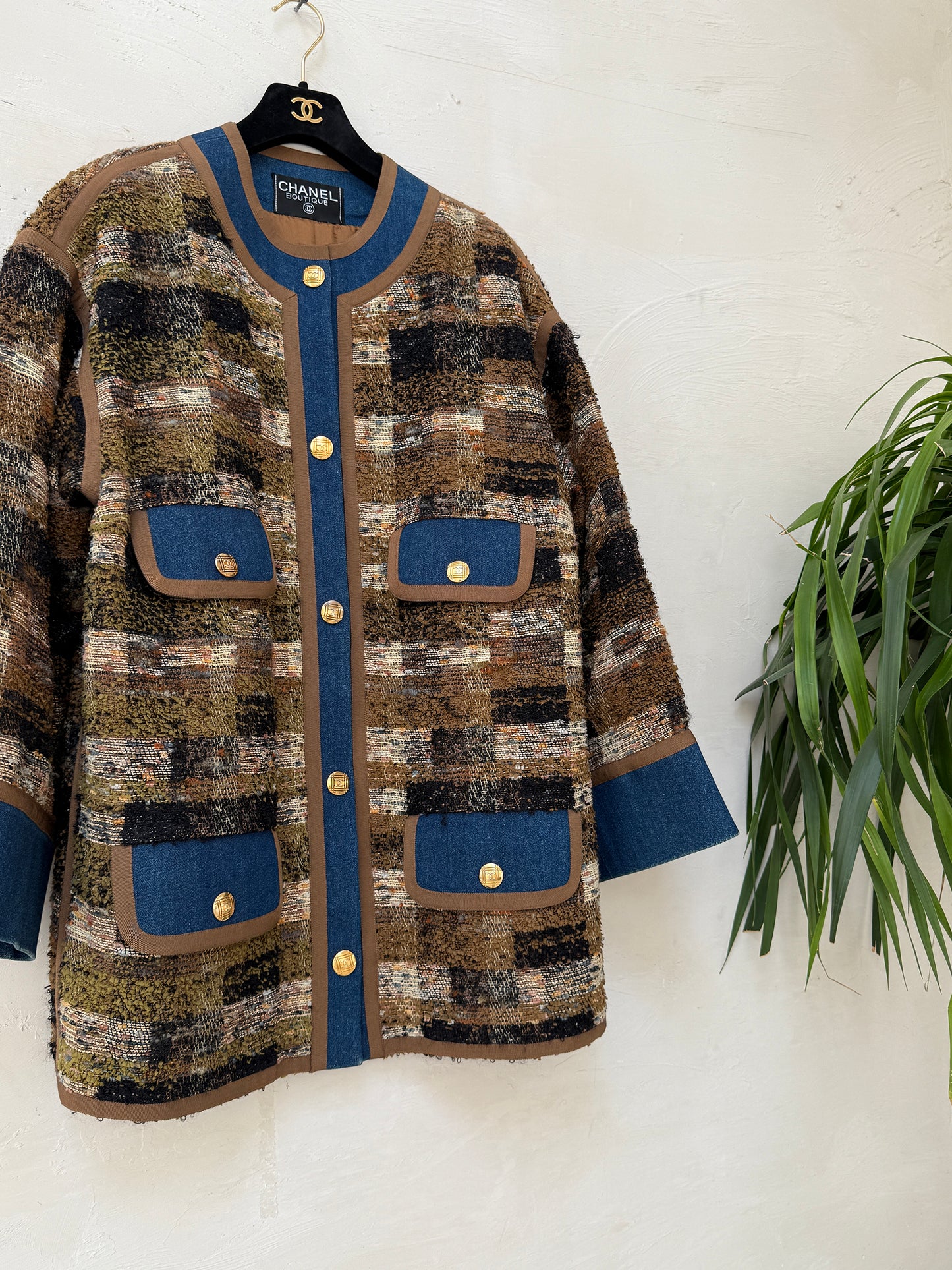 Chanel 1991 denim tweed jacket Size:42