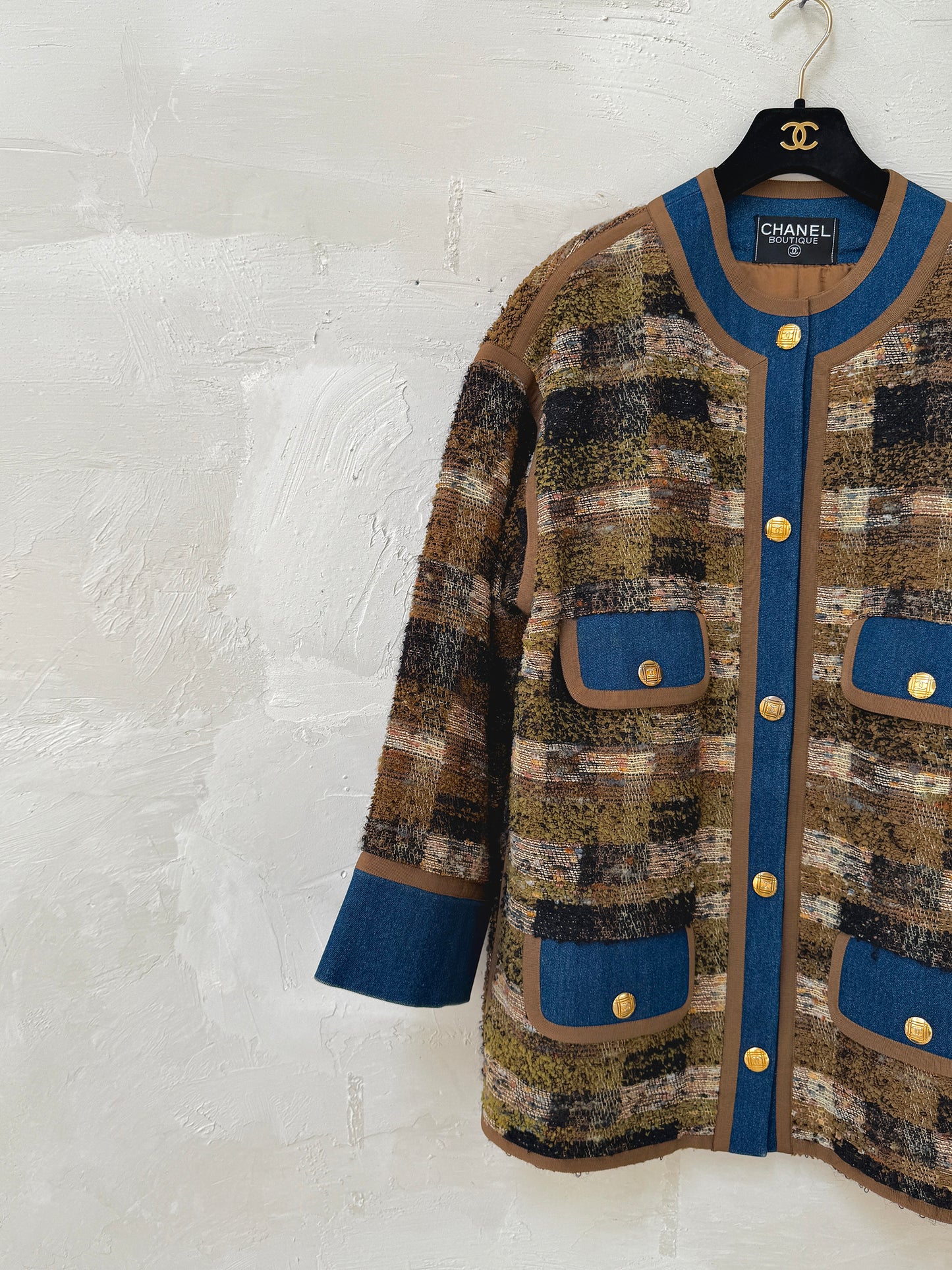 Chanel 1991 denim tweed jacket Size:42