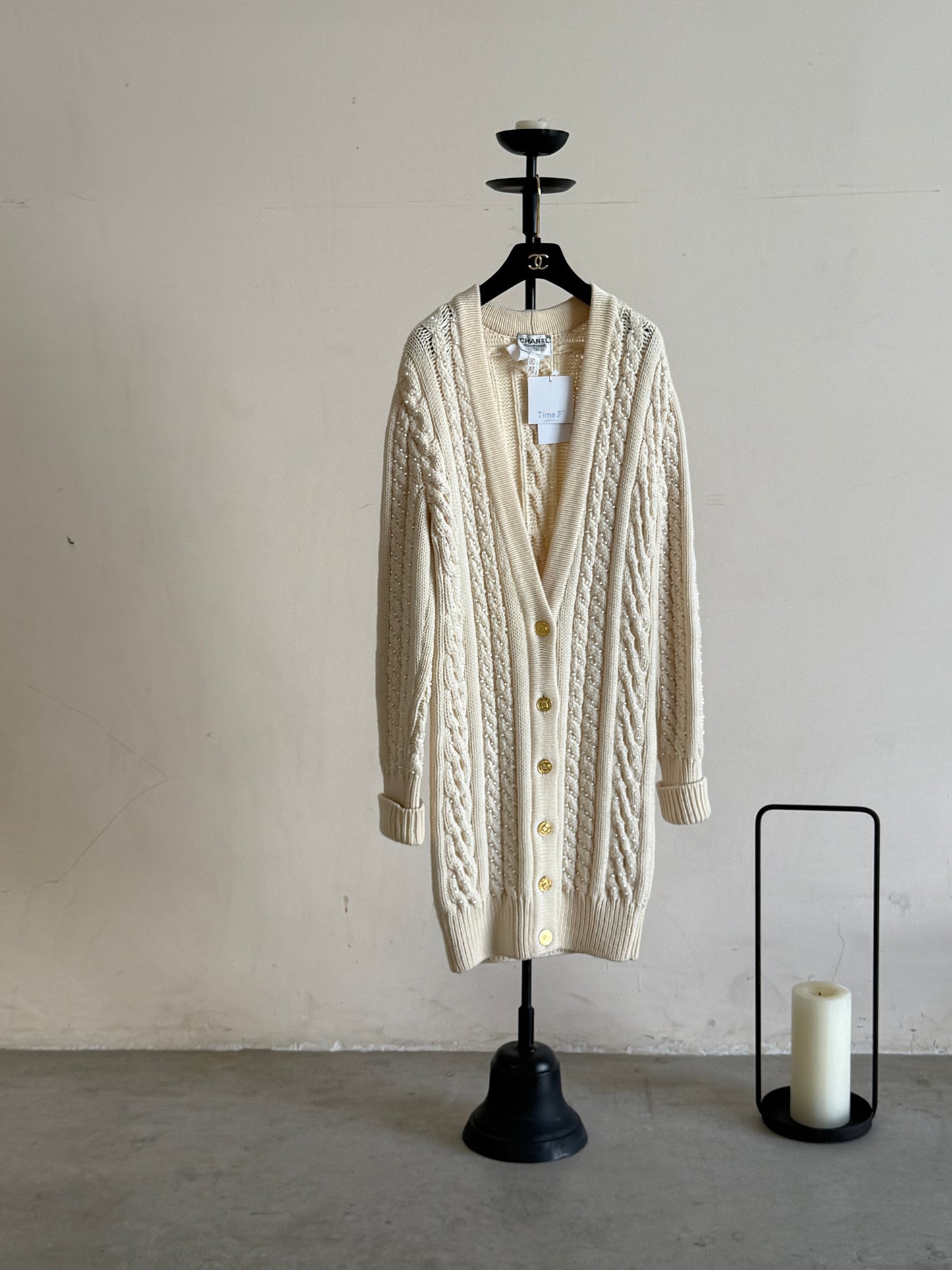 Chanel Rare Show Pearl Long Hair Coat Size:38