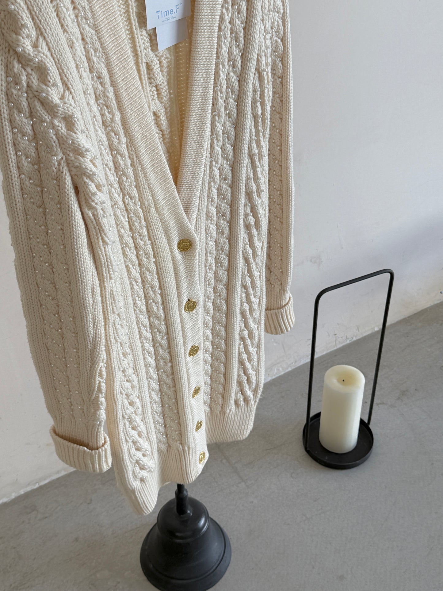 Chanel Rare Show Pearl Long Hair Coat Size:38