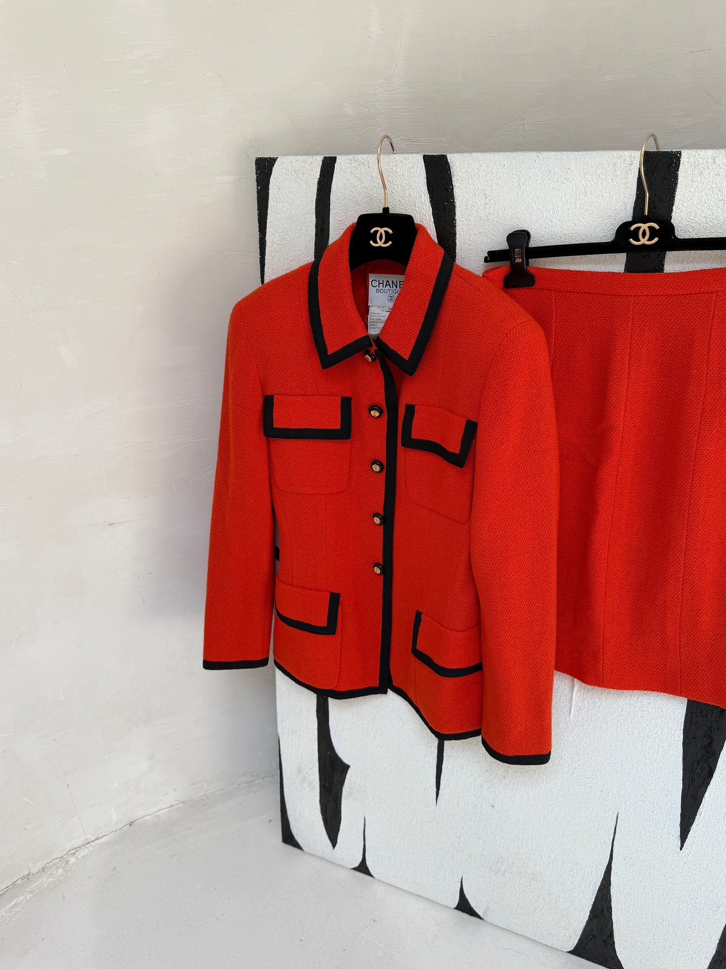 Chanel 90s Orange Red Set with Black Edge Size:38