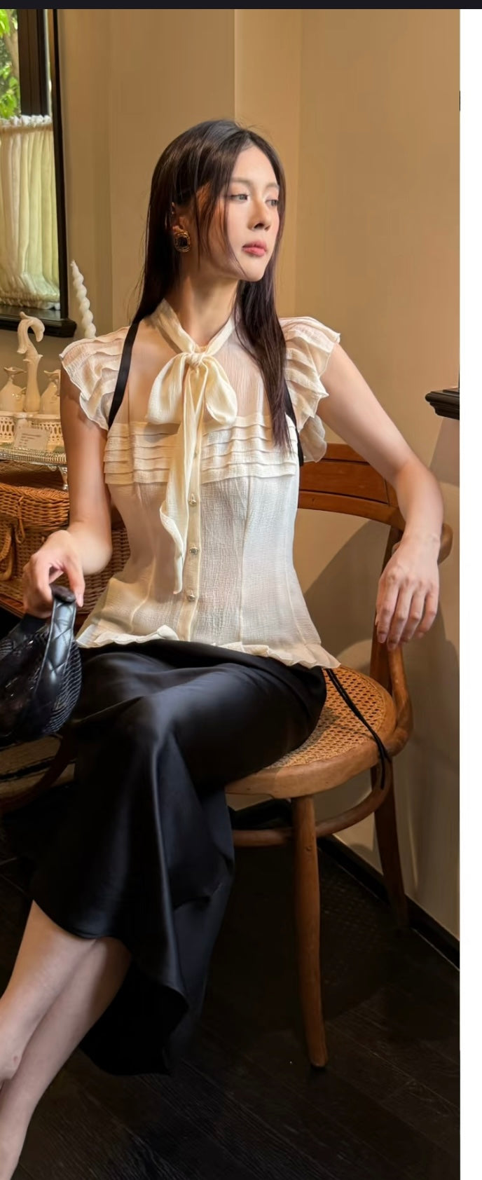 Chanel silk shirt sleeveless top Size:36