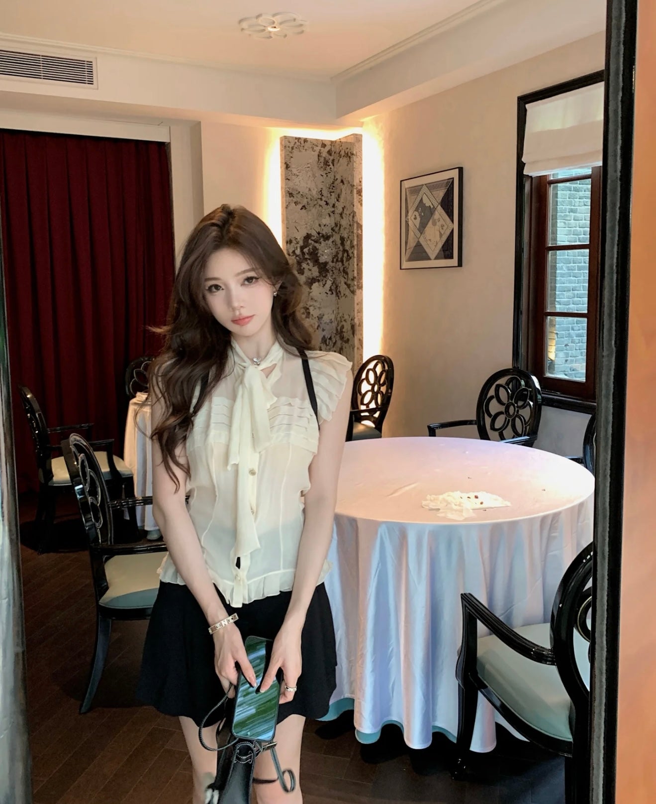 Chanel silk shirt sleeveless top Size:36