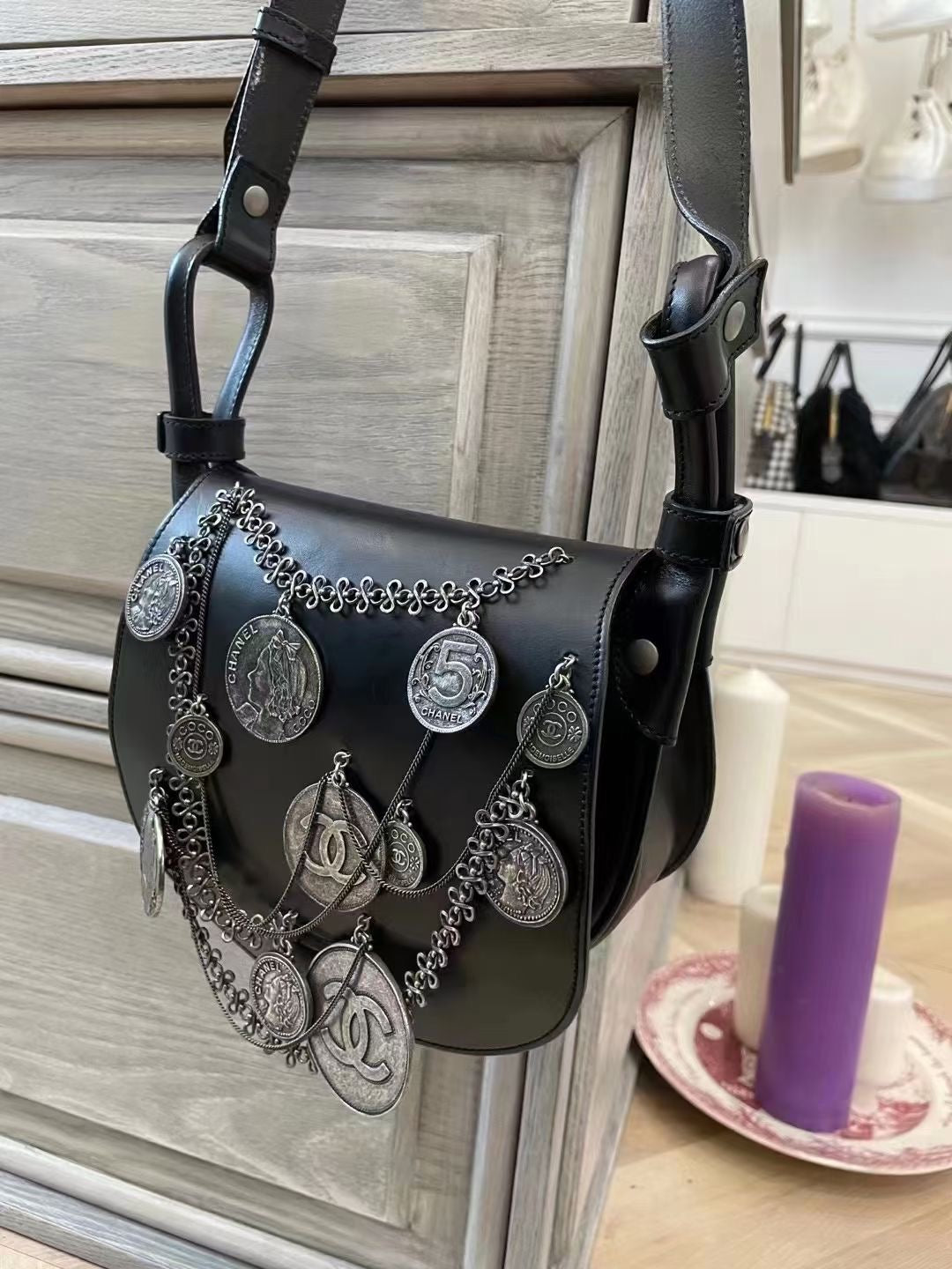 Chanel portrait coin saddle bag