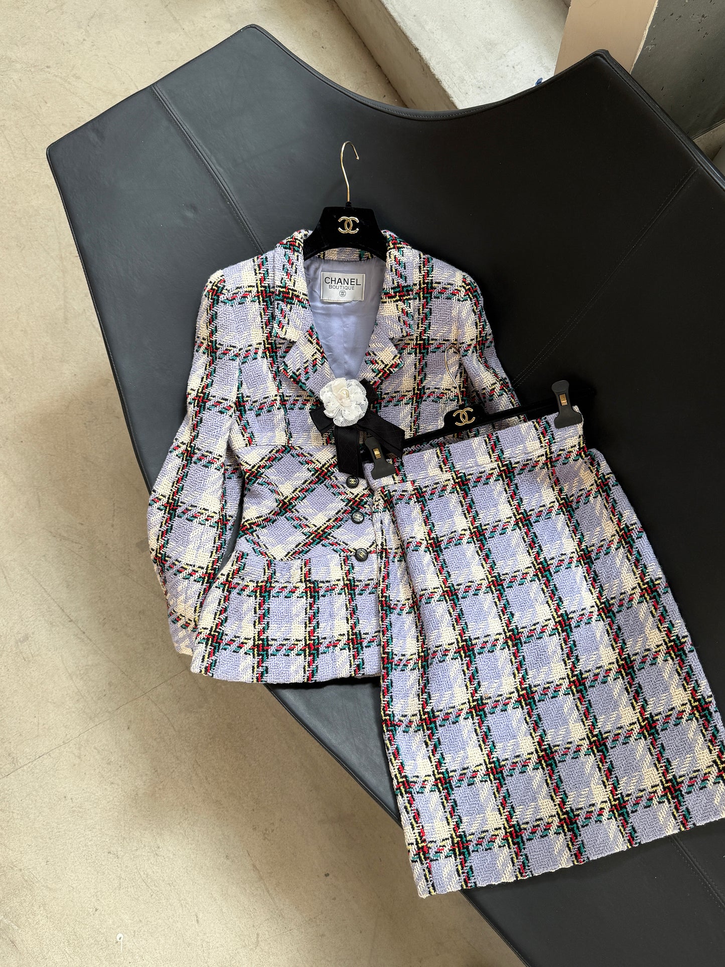 Chanel 1995 purple tweed set Size:38
