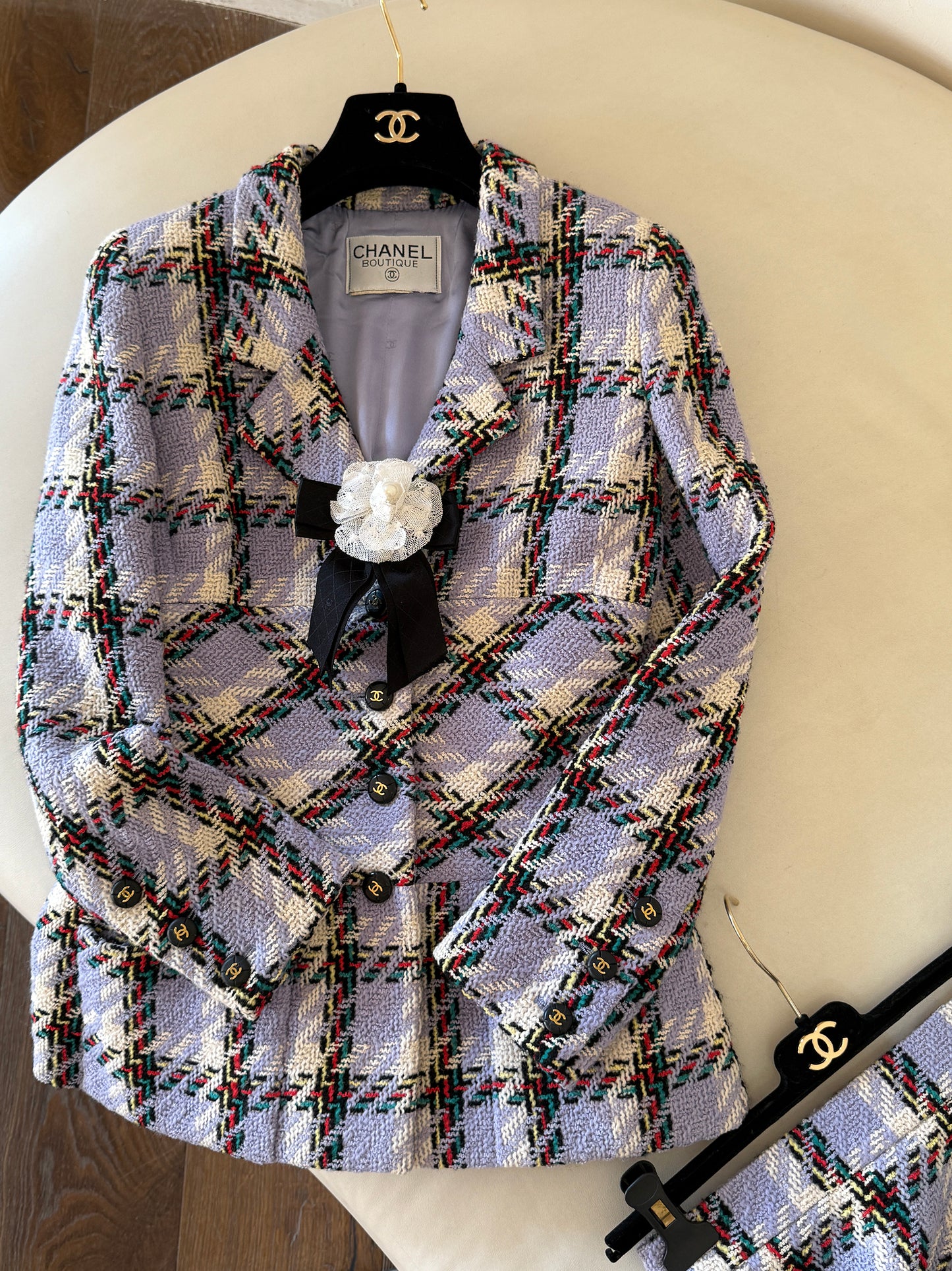 Chanel 1995 purple tweed set Size:38