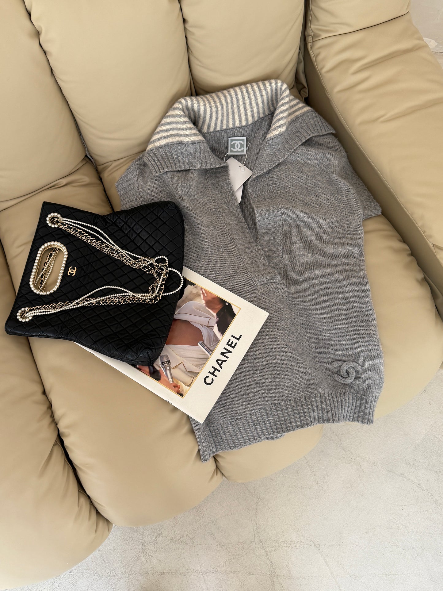 Chanel 2013 Westminster Sheepskin Multi layer Pearl Chain