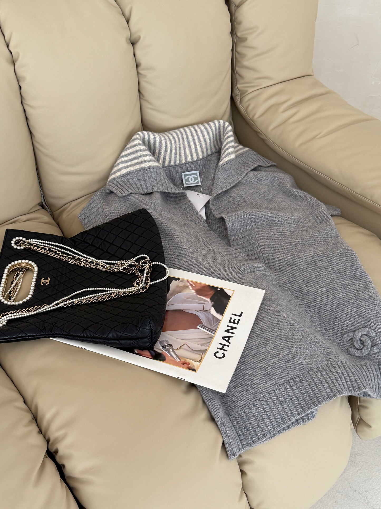 Chanel 2013 Westminster Sheepskin Multi layer Pearl Chain