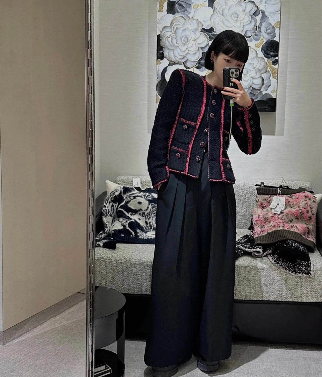 Chanel black pink new jacket Size:50
