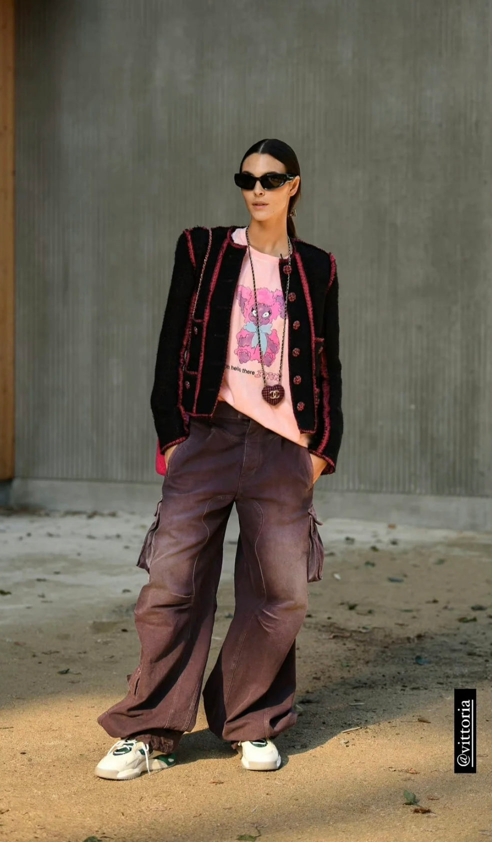 Chanel black pink new jacket Size:50
