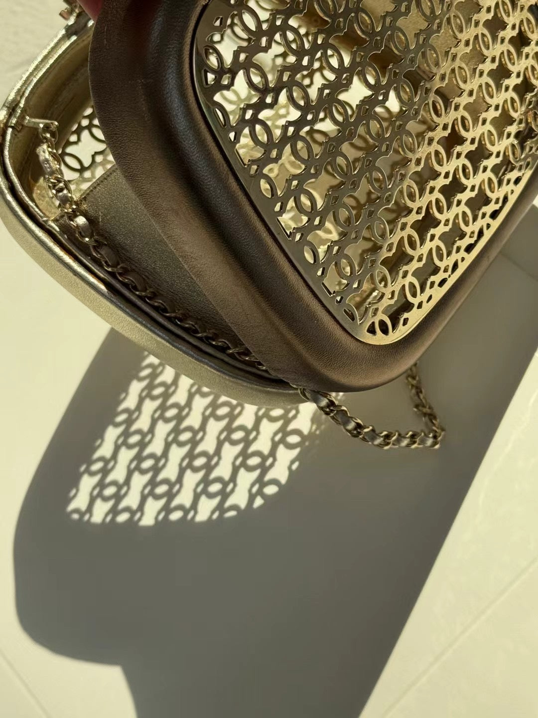 Chanel Rare Metal Logo Handheld Box Bag