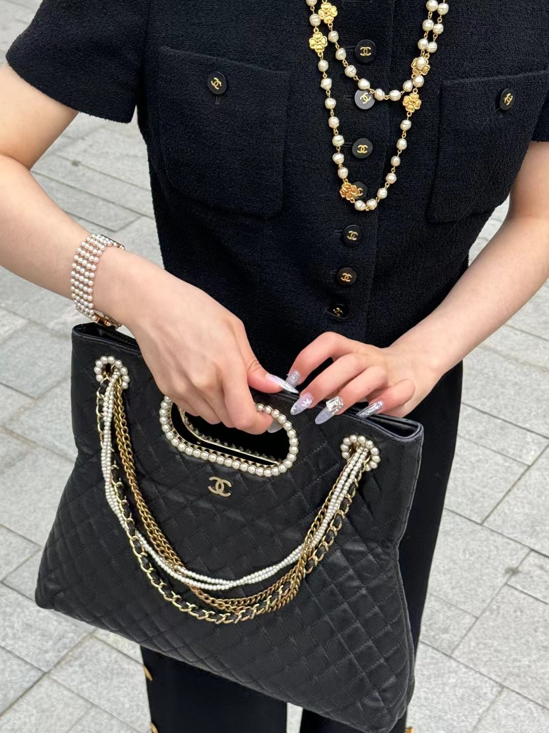 Chanel 2013 Westminster Sheepskin Multi layer Pearl Chain