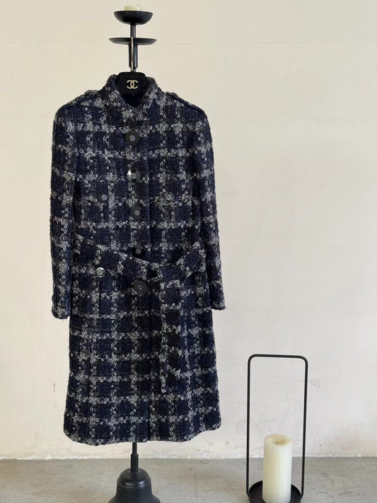 Chanel Metropolitan Series Thousand Bird Grid Long Coat Size:36