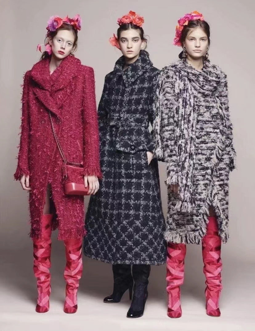 Chanel Metropolitan Series Thousand Bird Grid Long Coat Size:36
