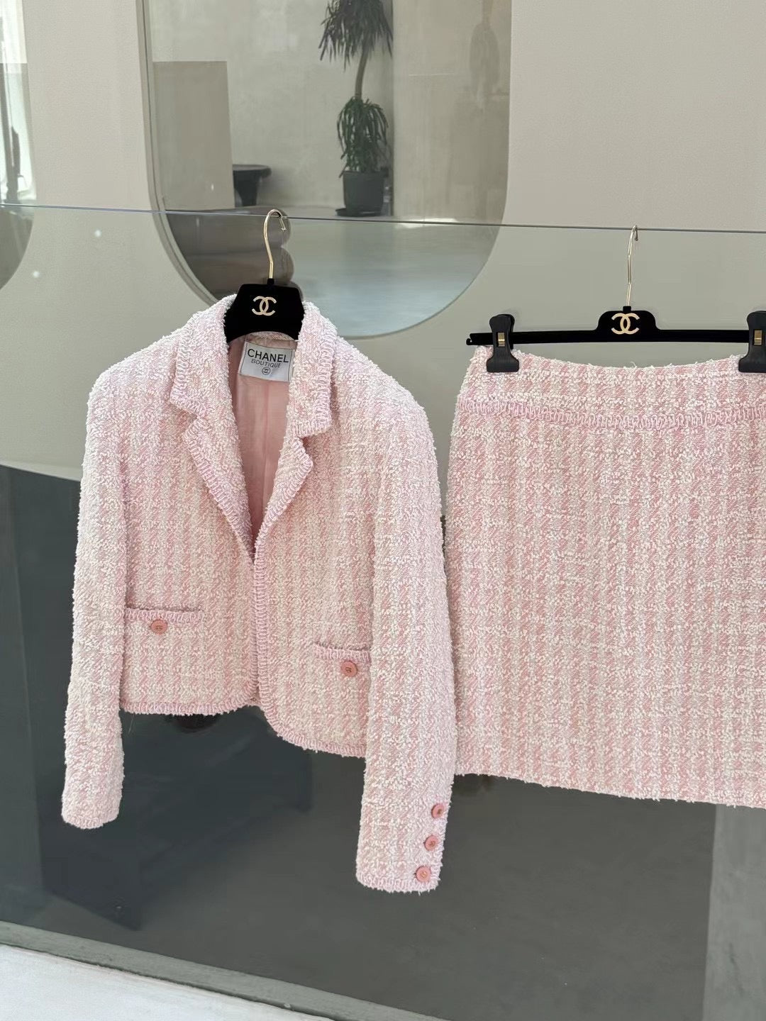 Chanel 1993 Pink Coarse Felt Set Size:38
