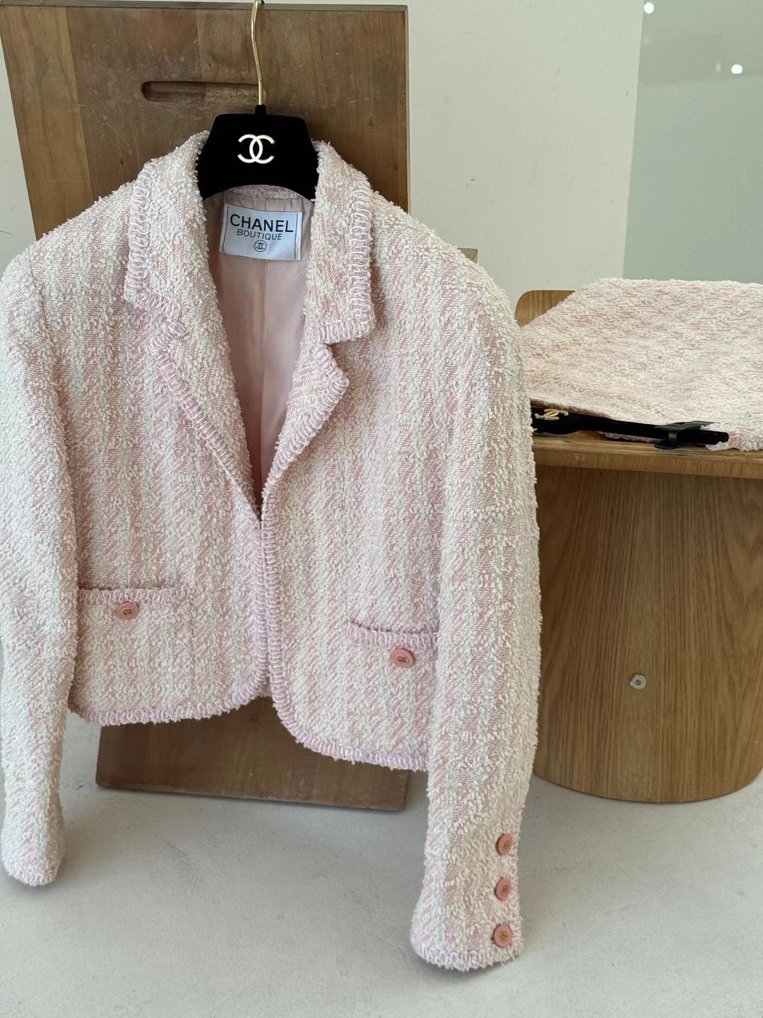 Chanel 1993 Pink Coarse Felt Set Size:38