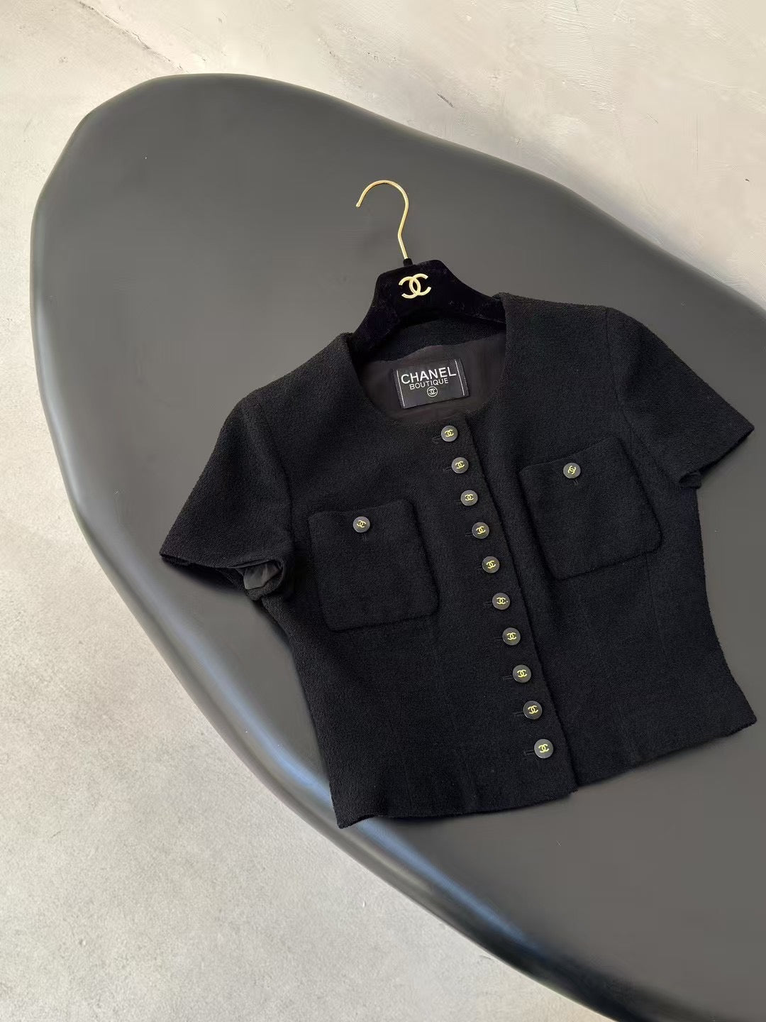 Chanel 1995 black short sleeved jacket Size:38