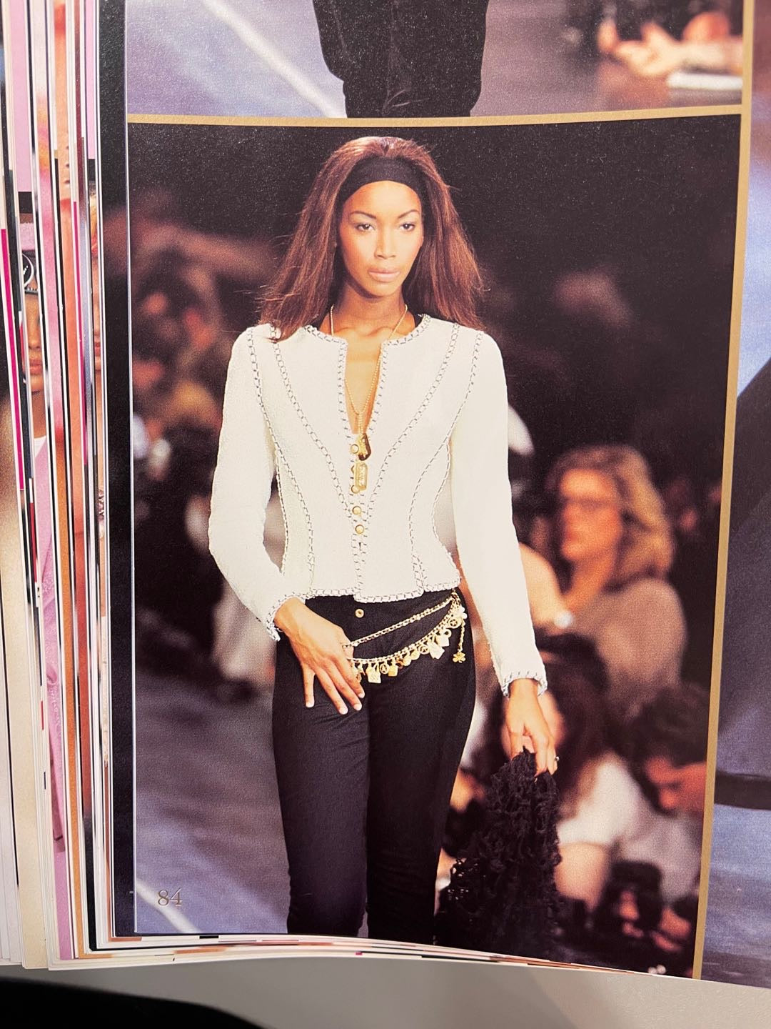 Chanel multi-element waist chain in black gold belt