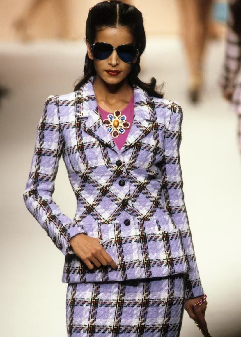 Chanel 1995 purple tweed set Size:38