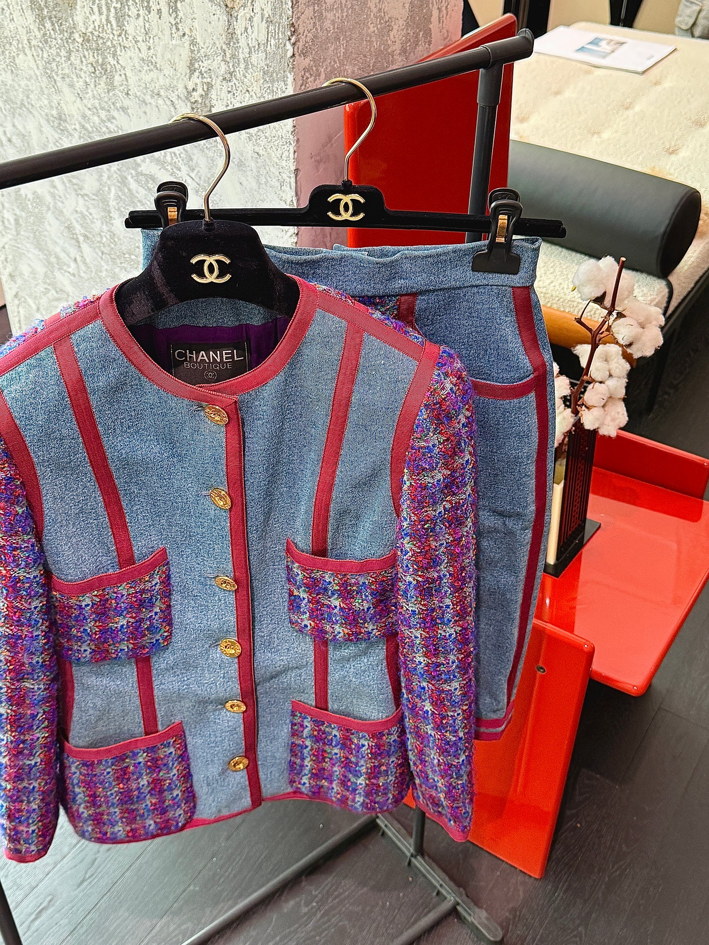 Chanel 1994 denim suit Size:38